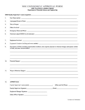 Fillable Online mse vt MSE EXPERIMENT APPROVAL FORM - Virginia Tech ...