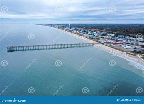 Aerial View of the Ocean Crest Pier at Oak Island NC. Stock Photo ...