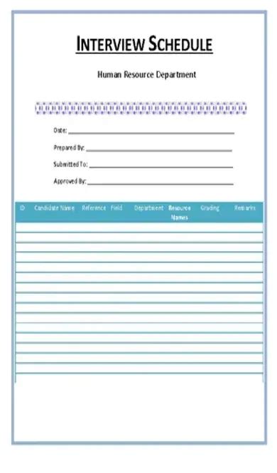 Interview Schedule Template Printable Free 的图像结果