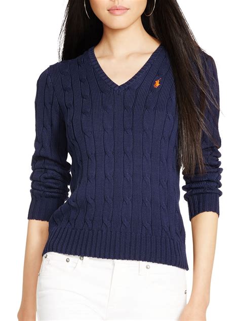 Polo Ralph Lauren V-Neck Cable Knit Jumper | Cable knit sweater outfit ...