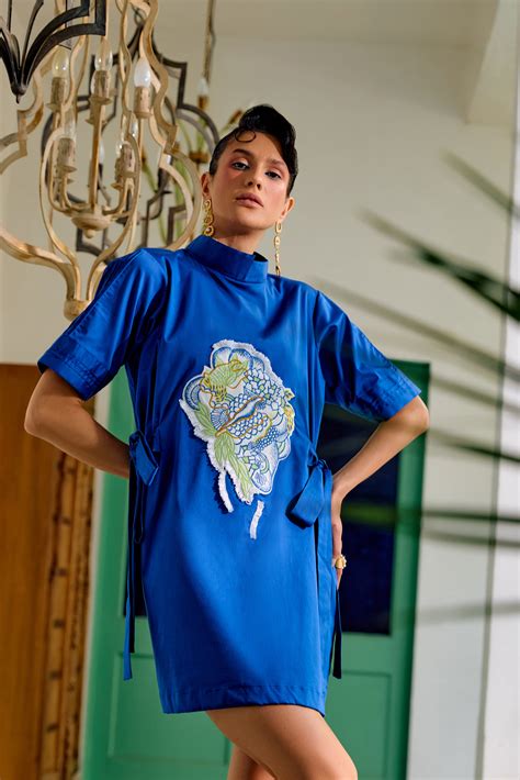 Abstract Blue Dress – Puja Agarwal