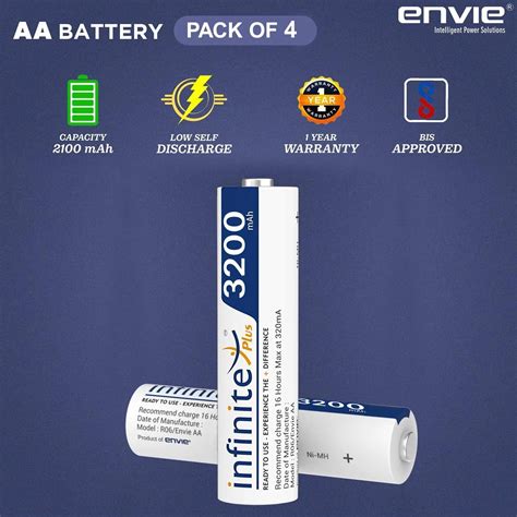 Buy ENVIE (AA 3200 4PL) Infinite Rechargeable Battery for Remote ...