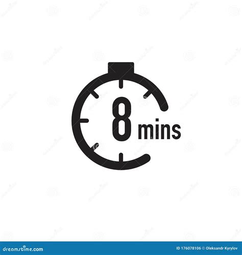 8 Minutes Timer, Stopwatch or Countdown Icon. Time Measure. Chronometr ...