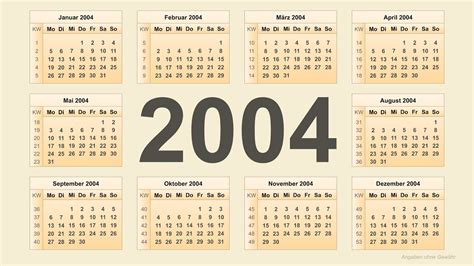 Calendar 2004