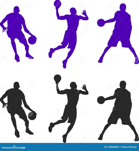 Silhouette of Three Basketball Players. Vector Setillustration Stock ...