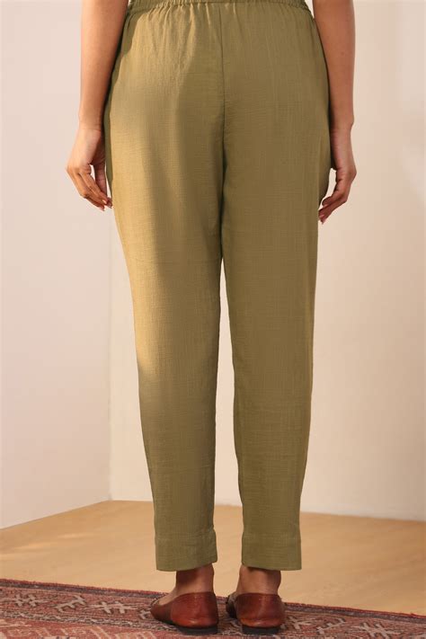 Shop Roza Naaz Olive Green Narrow Pants for Women – Farida Gupta India