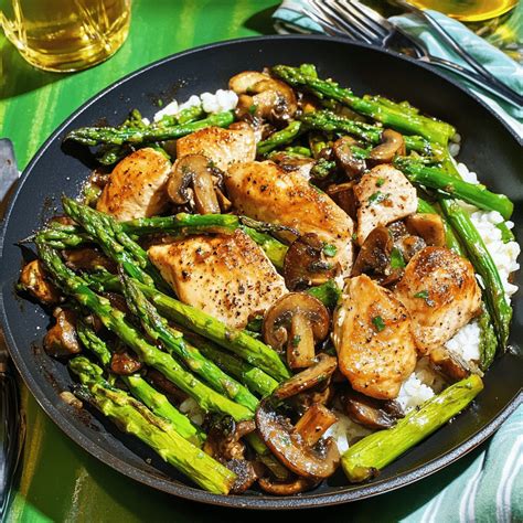 Chicken, Asparagus, and Mushroom Skillet Recipe