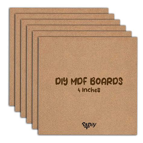 D4DIY Square MDF Cut-Outs, Pack of 5, 4 x 4 Inch, 3.3mm Thickness ...