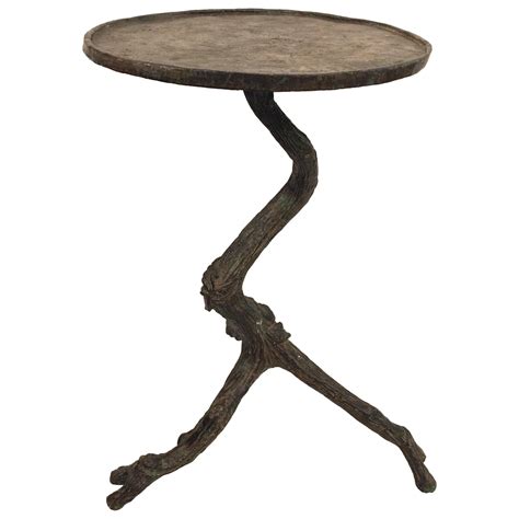 Pair Diego Giacometti Style Cast Iron Side Tables at 1stDibs