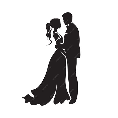 Premium Vector | Couple getting married black and white icon of young ...
