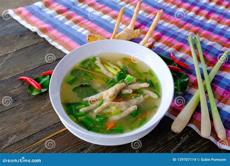 Spicy Chicken Legs Soup in White Cup Stock Photo - Image of popular ...