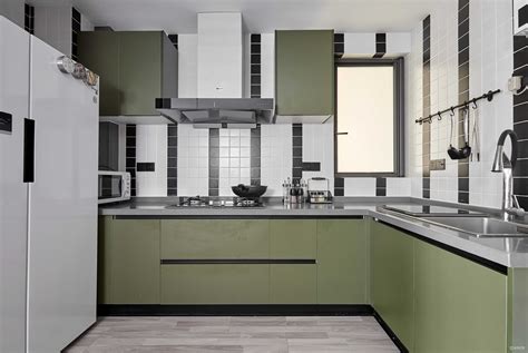 80平简约风二居室绿色厨房装修效果图-房屋装修效果图-保驾护航装修网
