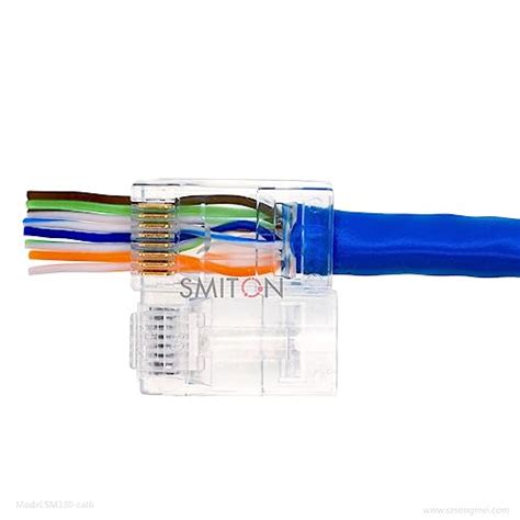 Buy SMITON RJ45 Cat6 Pass Through Connectors End Pass Through 8P8C UTP ...