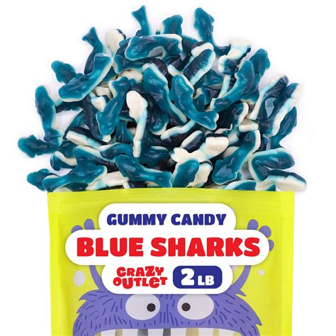 Blue Sharks Gummy Candy ESF27 - 2 Pound Bulk Bag of Blue Raspberry ...