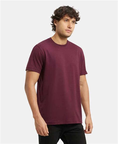 Buy Super Combed Cotton Rich Round Neck Half Sleeve T-Shirt - Wine ...