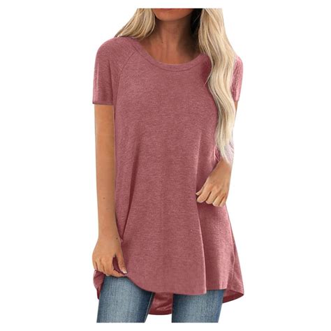 UPPADA Summer Womens Short Sleeve Tunic Tops To Wear With Leggings ...