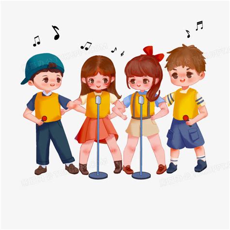 卡通儿童唱歌世界儿歌日原创插画素材免费下载 - 觅知网