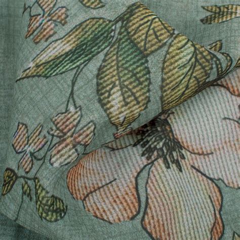 Celaste Green And light Orange Floral Pattern Digital Print Georgette ...
