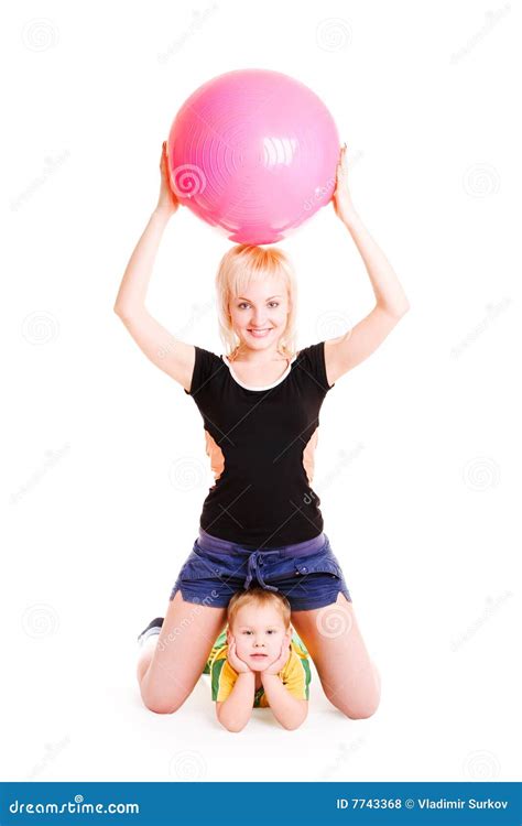 Mother and Small Son Going in for Sports Stock Photo - Image of ...