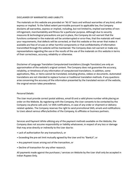 Liability Disclaimer Examples 的图像结果