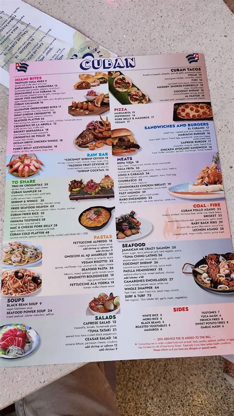 Carta del restaurante Call Me Cuban, Miami Beach