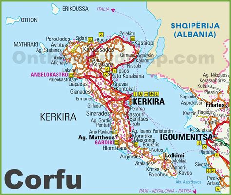 Corfu tourist map - Ontheworldmap.com
