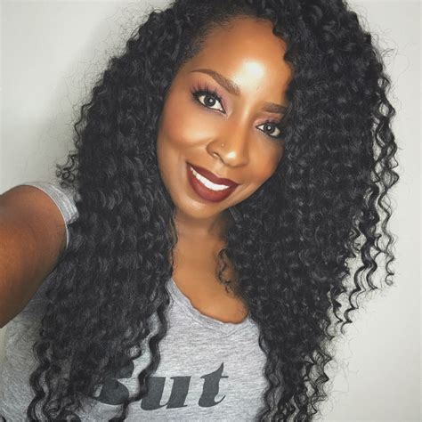 Crochet braids for vacation using deep wave by model model... Stylist ...