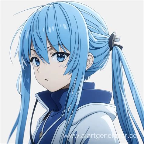 Blue Anime Characters on a Clean White Background in High Definition 4K ...