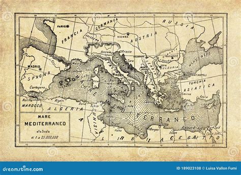 Ancient Map of Mediterranean Sea Stock Illustration - Illustration of ...