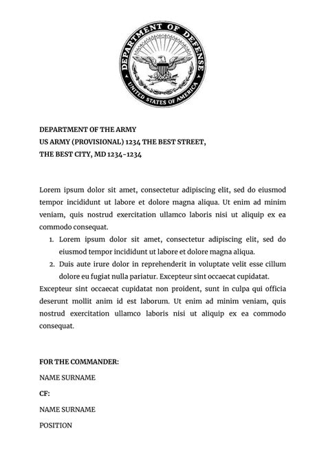 Free Army Letterhead Template For Google Docs