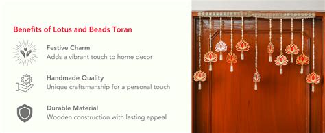 eCraftIndia Lotus with Beads Handmade Bandarwar, Toran for Main Door ...
