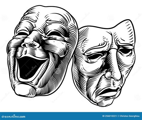 Theater or Theatre Drama Comedy and Tragedy Masks Stock Vector ...
