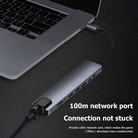 Buy USB C Hub Ethernet Multiport Type C Adapter For MacBook Pro/Air ...