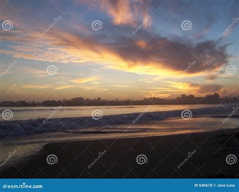 Santa Cruz Sunset stock photo. Image of dawn, clouds, beach - 640678