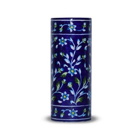 Handcrafted Floral Decorative Vase - Cylindrical Shape – Dharohar Global