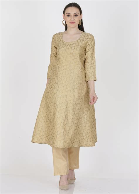Get Beige Brocade Silk Kurta at ₹ 2099 | LBB Shop