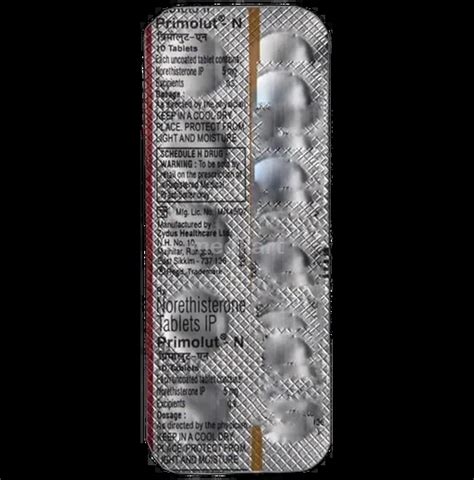PRIMOLUT N TABLET 10'S: Price, Uses, Side Effect, Composition & Generic ...