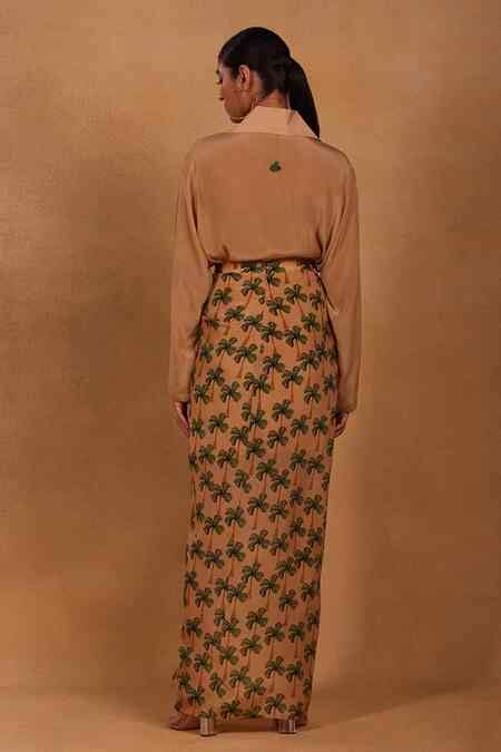 Buy Brown Coco Print Draped Skirt Set For Women by Masaba Online at Aza ...