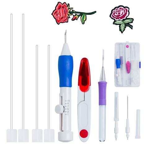 SOTICA Magic Embroidery Patterns Pen Punch Needle Kit Tool for DIY ...