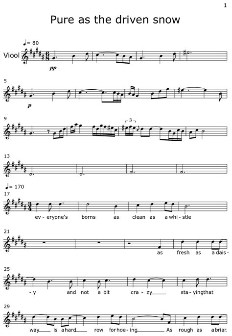 Pure as the driven snow - Sheet music for Violin