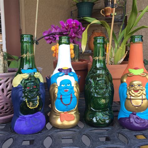 Lucky Buddha Beer bottles repurposed. | Beer bottle crafts, Bottle ...