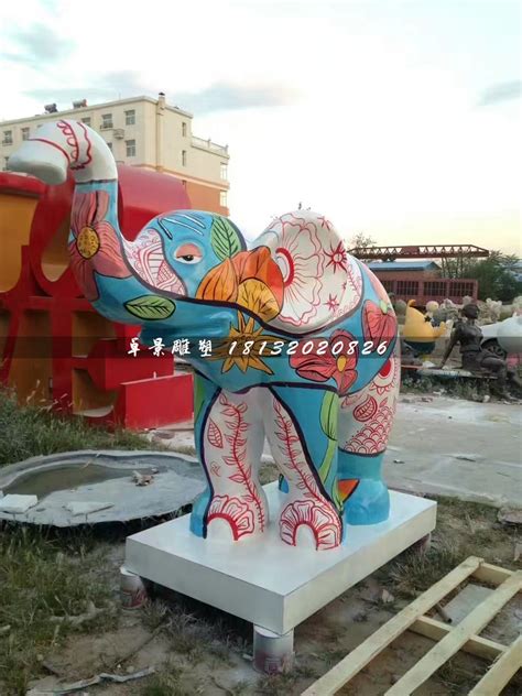 玻璃钢彩绘大象 - 广州市顺艺景观雕塑工艺品有限公司