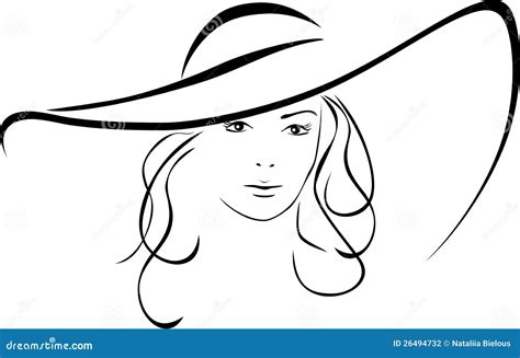 Silhouette Of Beautiful Woman In A Elegant Hat Vector Illustration | CartoonDealer.com #26494732