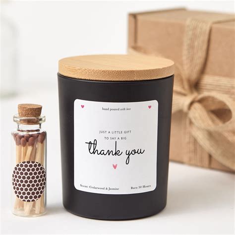 Thank You Candle Gift Box with Matches | Personalized Soy Wax Candle ...