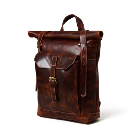 Brown Saddleback Backpack- Roll Top — MaheTri