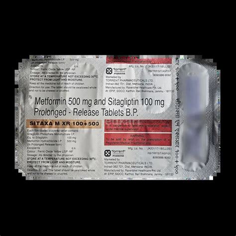 SITAXA M XR 100/500MG TABLET 10’S: Uses, Price, Side Effects, & Generic ...