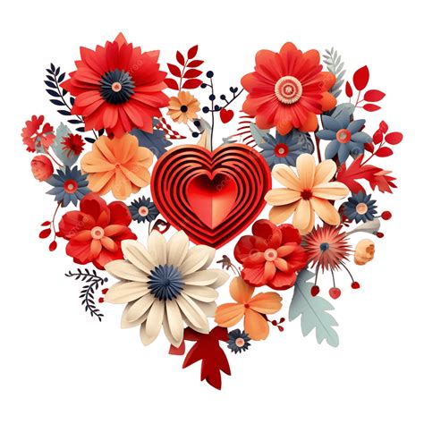 Valentine Day Beautiful Heart Of Colorful Flowers, Heart Of Colorful ...