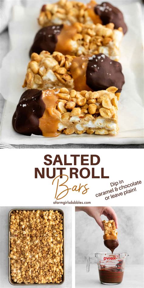 Chocolate Dipped Salted Nut Roll Bars Recipe | Copycat Nut Roll Candy
