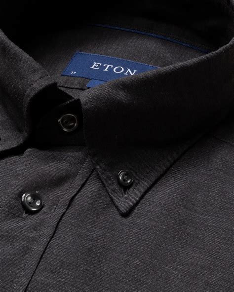 Black Lightweight Flannel Shirt - Eton
