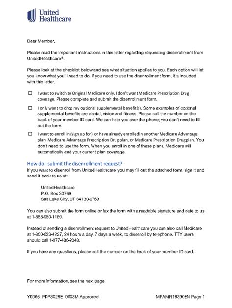 2021-2026 UnitedHealthcare Disenrollment Form - Blank Fillable Template ...